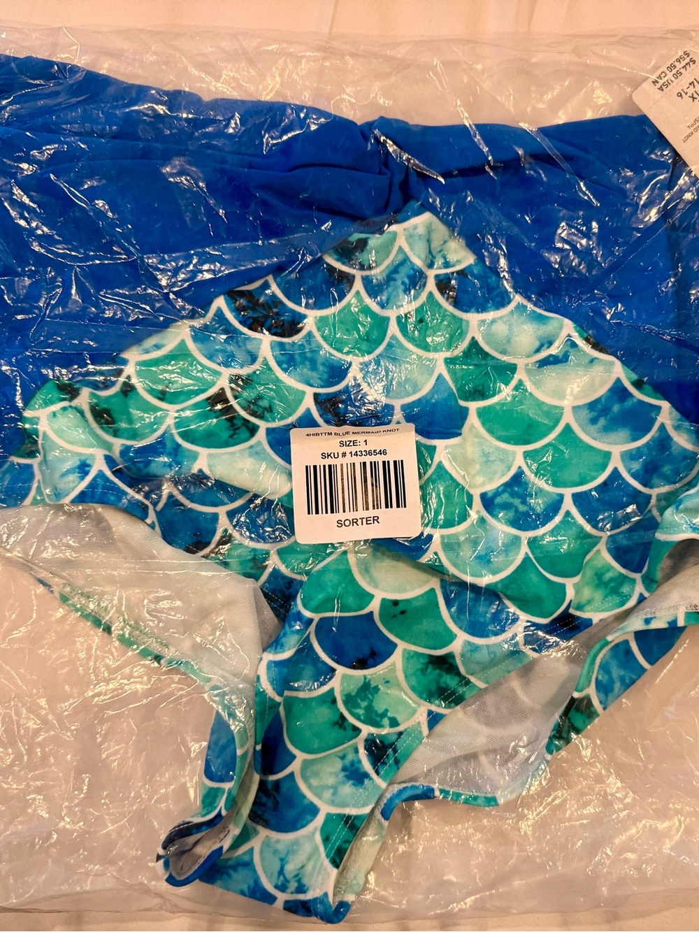 Torrid Plus Size 1 Blue Mermaid Knot Bikini Bottoms *still in plastic!* Swimsuit